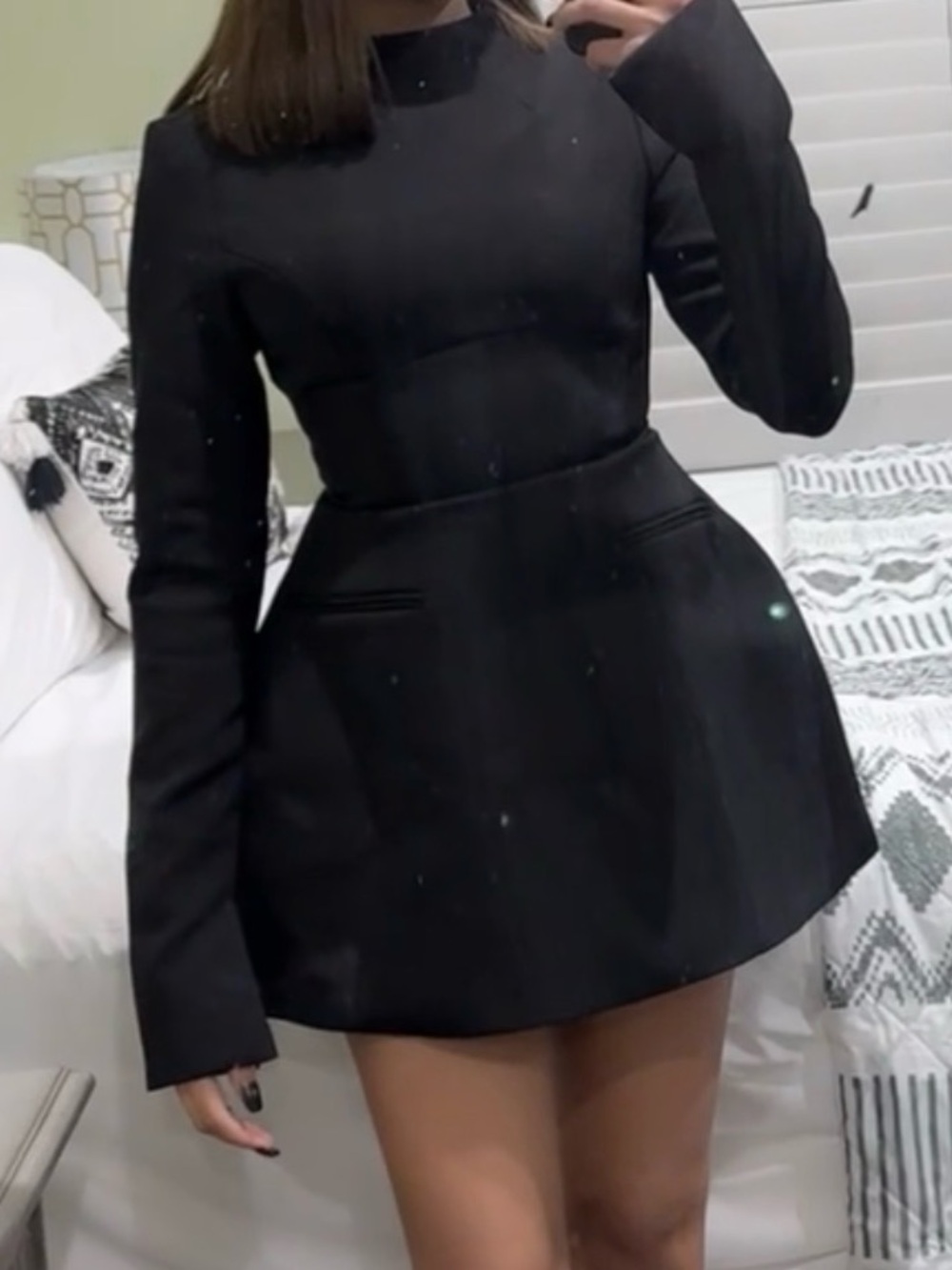 BABYBOO Black High-Neck Long-Sleeve Mini Dress